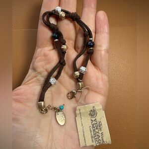 Nine West Vintage America Boho Beaded Leather Cord Bracelet – Mixed Metals